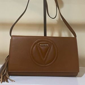 New Mario Valentino brown Leather Lena cross bag